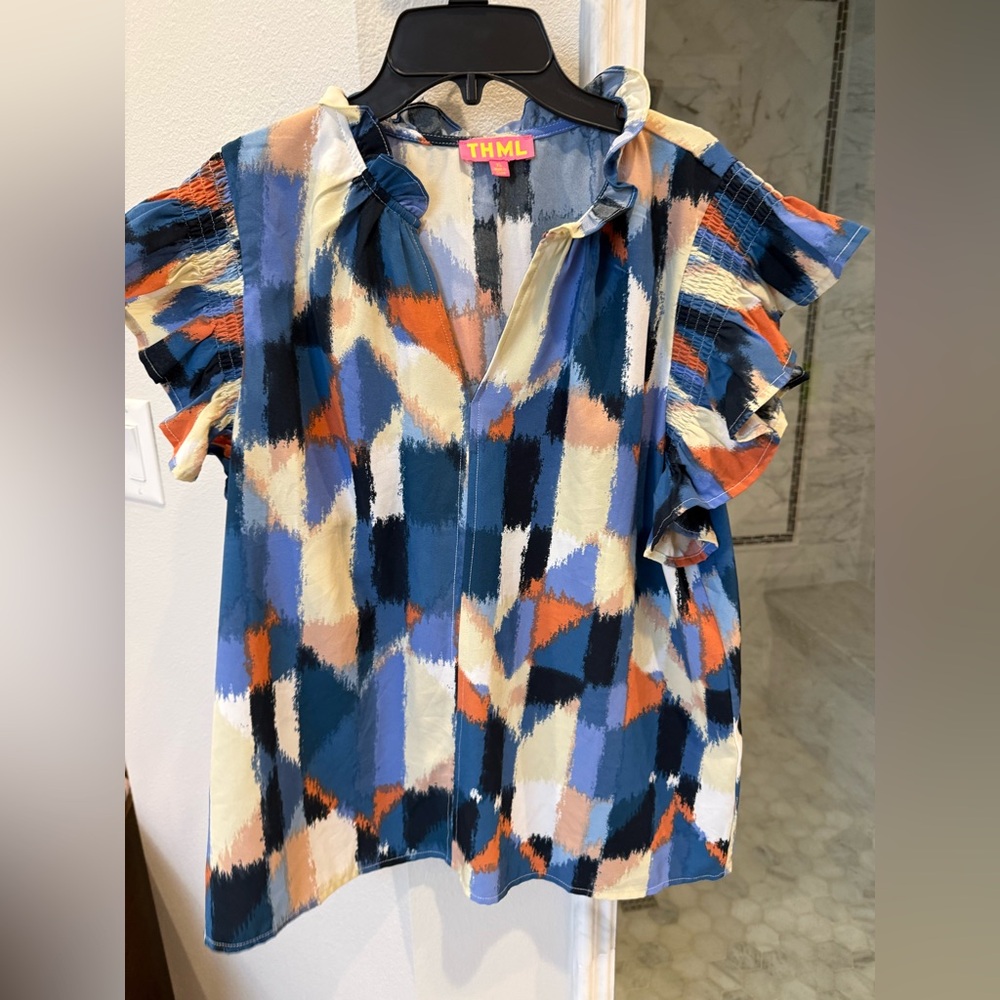 THML Women's Multicolor Geometric Blouse